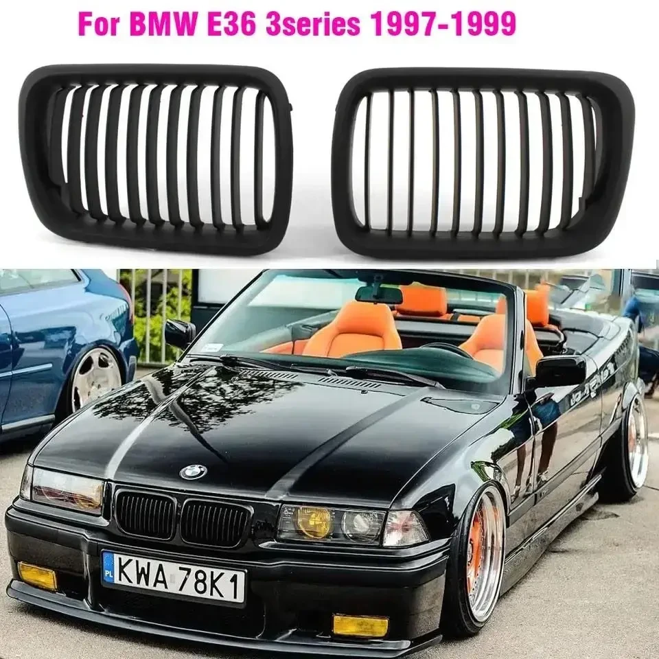 Ніздрі решітки радіатора BMW 3 E36 1992-1996 грати чорний глянець БМВ Е36 одинарні, фото 1