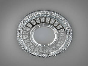 Кришталевий точковий світильник на 1 лампу G5.3 з вбудованим LED підсвічуванням 3Вт хром 125х10 мм, фото 1