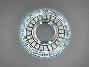 Кришталевий точковий світильник на 1 лампу G5.3 з вбудованим LED підсвічуванням 3Вт хром 125х10 мм, фото 4