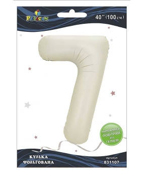 Кулька фольгована цифра "7" молочна 40"(100cm) Pelican Бежевий Pelican (831107) KNZ, фото 1
