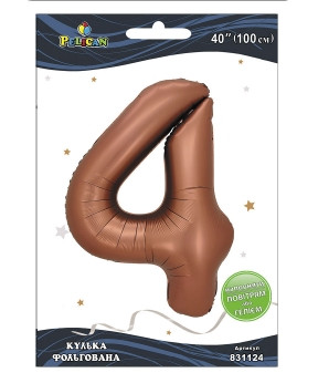 Кулька фольгована цифра "4" коричнева 40" (100см) Pelican Коричневий Pelican (831124) KNZ