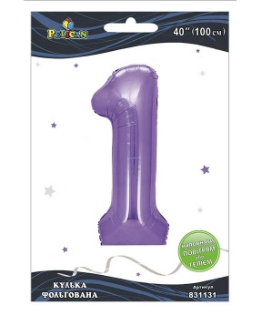 Кулька фольгована цифра "1" лавандова 40" (100см) Pelican Фіолетовий Pelican (831131) KNZ