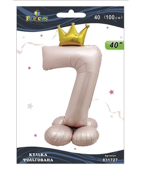 Кулька фольгована цифра з короною на підставці "7" рожева Blush 40"(100см) Pelican Рожевий Pelican KNZ