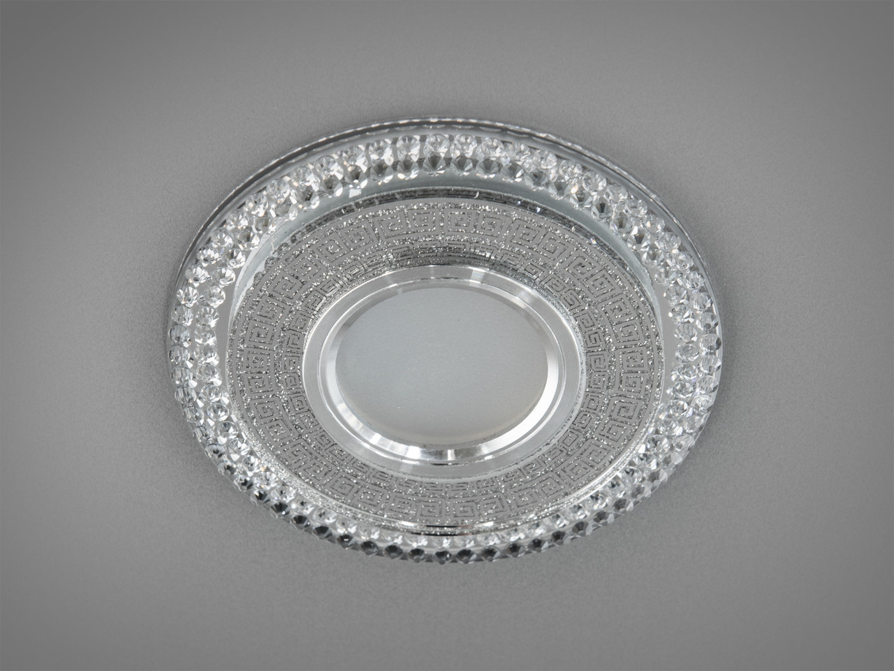 Кришталевий точковий світильник на 1 лампу G5.3 з вбудованим LED підсвічуванням 3Вт хром 125х10 мм