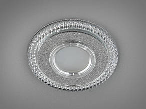 Кришталевий точковий світильник на 1 лампу G5.3 з вбудованим LED підсвічуванням 3Вт хром 125х10 мм, фото 1