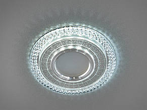 Кришталевий точковий світильник на 1 лампу G5.3 з вбудованим LED підсвічуванням 3Вт хром 125х10 мм, фото 3