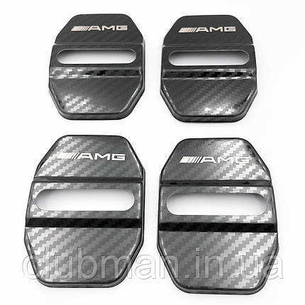 Накладка на дверний замок з емблемою AMG Mercedes-Benz (Мерседес) Комплект 4 шт Carbon, фото 1