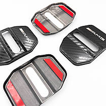 Накладка на дверний замок з емблемою AMG Mercedes-Benz (Мерседес) Комплект 4 шт Carbon, фото 3