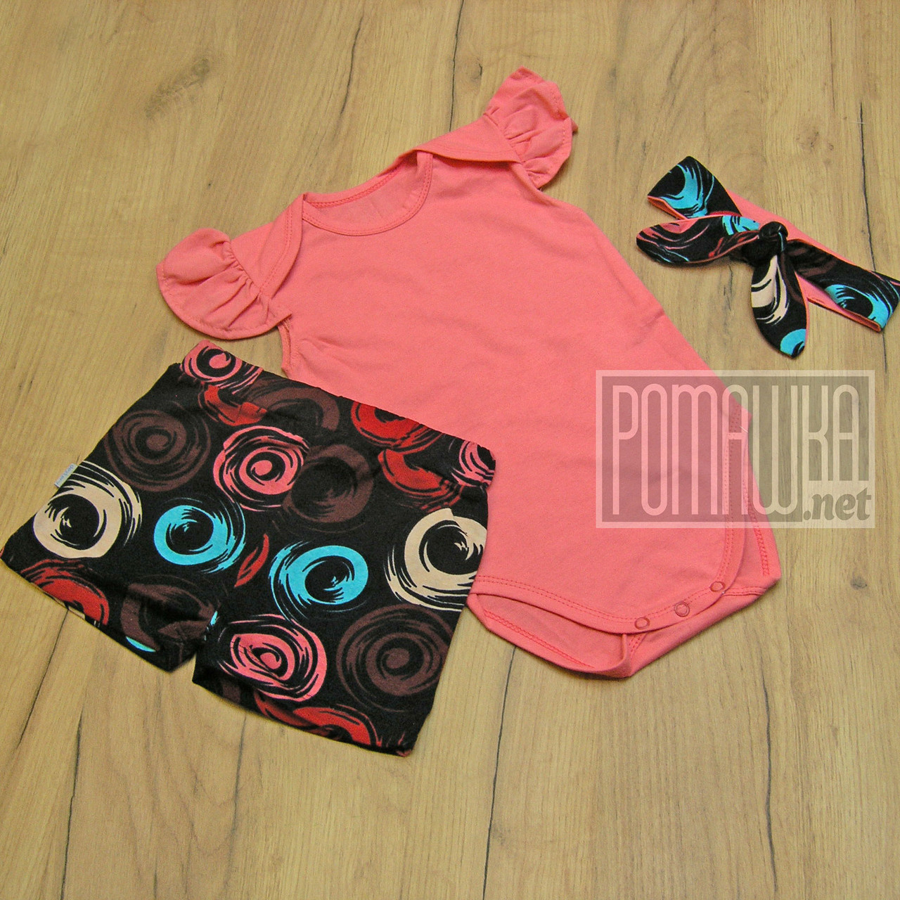 86 1 рік на рочок (80) літній нарядний костюмчик боді з шортами пов'язкою для новонародженої дівчинки 8099