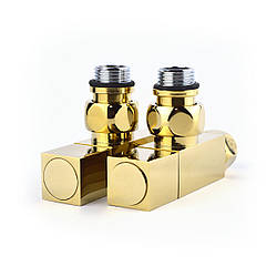 Кран кутовий для рушникосушки Raftec Quadro 1/2х1/2, золото, 2шт.