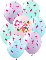 Латексні кулі Show Happy Birthday Фламінго 12" 30см, 10 шт