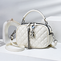 Маленька дитяча сумочка клатч з брелоком, міні сумка для дівчаток з ведмедиком Білий