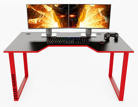 Геймерський стіл UNICRON ZEUS-Game, колір чорний/червоний, фото 1