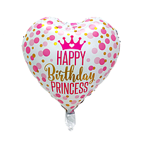 006 Фольгована кулька серце Happy Birthday princess 18" Китай