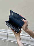 Жіноча синя класична сумка 6004 крос-боді через плече на тонкому ремінці, фото 5