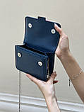 Жіноча синя класична сумка 6004 крос-боді через плече на тонкому ремінці, фото 6