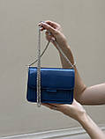 Жіноча синя класична сумка 6004 крос-боді через плече на тонкому ремінці, фото 8