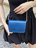Жіноча синя класична сумка 6004 крос-боді через плече на тонкому ремінці, фото 9