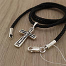 Освячений! Срібний хрестик з цепочкою із шовку. Кулон хрест та шовковий шнурок зі срібним замком. 55 см, фото 10