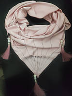 Жіноча хустка платок з кісточками атласна косинка на голову, хустка атласна з камінчиками 90 на 90