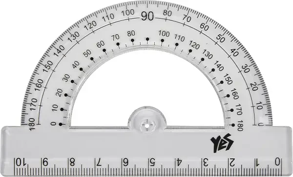 Транспортир YES з лінійкою 10см 370407