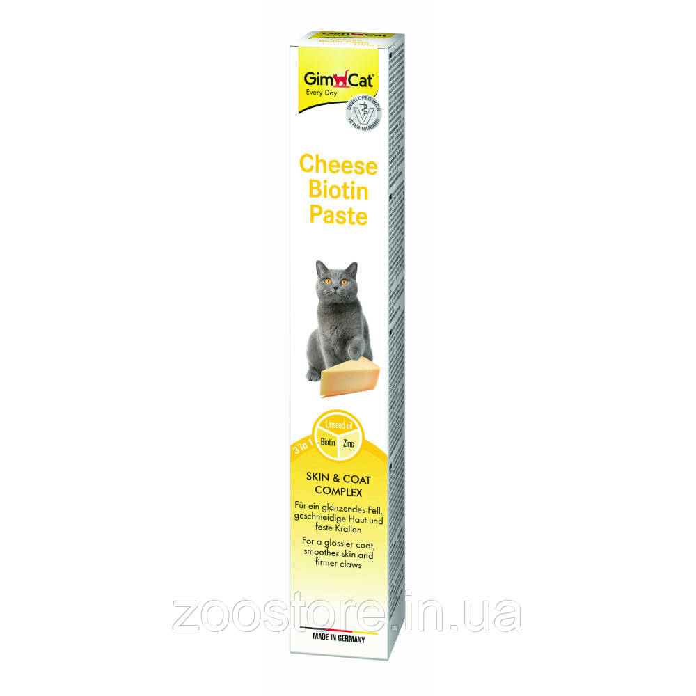 Ласощі паста для котів GimCat Cheese Biotin Paste cирна з біотином, 100 г