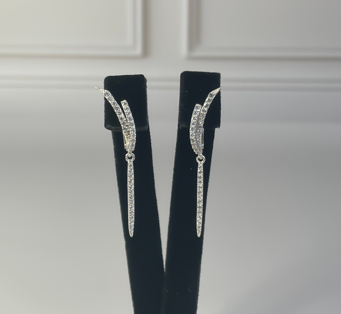 Сережки-підвіски зі срібла з цирконієм Сирена, фото 1