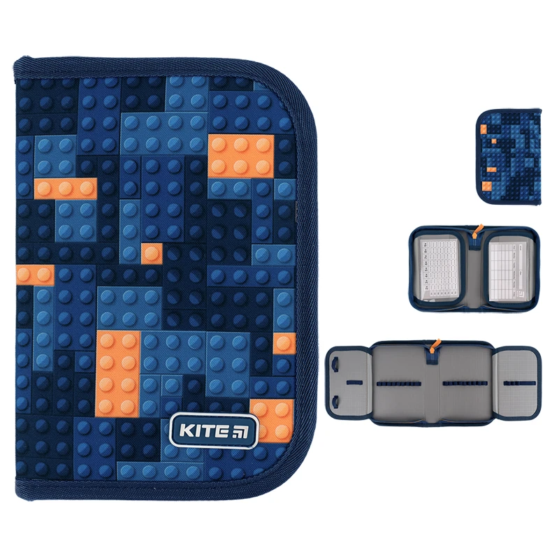 Пенал шкільний Kite Blocks (1 відділення, 2 відвороти) K24-622-8