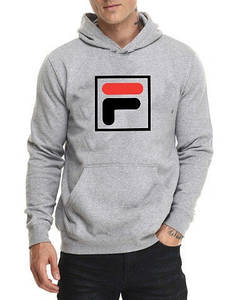 Худі Fila ( Філа ) | Чоловіча толстовка | Кенгурушка сіра, великий принт