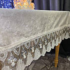 Скатертина оксамитова з комбінованим мереживом "Версаль". (Під замовлення, або стандартний розмір), фото 3
