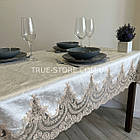 Скатертина оксамитова з мереживом "Імператор" кольору шампань, в розмірах, фото 4