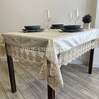 Скатертина оксамитова молочна з мереживом "Рішельє" кольору капучино. (Під замовлення, або стандартний розмір), фото 2