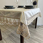 Скатертина оксамитова молочна з мереживом "Рішельє" кольору капучино. (Під замовлення, або стандартний розмір), фото 5