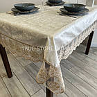 Скатертина оксамитова молочна з мереживом "Рішельє" кольору капучино. (Під замовлення, або стандартний розмір), фото 6
