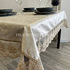 Скатертина оксамитова молочна з мереживом "Рішельє" кольору капучино. (Під замовлення, або стандартний розмір), фото 7