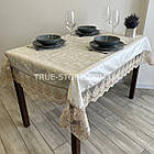 Скатертина оксамитова молочна з мереживом "Рішельє" кольору капучино. (Під замовлення, або стандартний розмір), фото 8