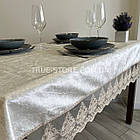 Скатертина оксамитова молочна з мереживом "Рішельє" кольору капучино. (Під замовлення, або стандартний розмір), фото 9