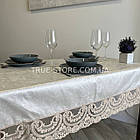 Скатертина оксамитова з мереживом "Вензель". Мереживо кольору капучино. (Під замовлення, або стандартний розмір), фото 2