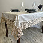 Скатертина оксамитова з мереживом "Вензель". Мереживо кольору капучино. (Під замовлення, або стандартний розмір), фото 7