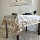 Скатертина оксамитова з мереживом "Вензель". Мереживо кольору капучино. (Під замовлення, або стандартний розмір), фото 10