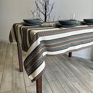 Скатертина лляна "Український орнамент", Етно №2, люкс якість (Під замовлення або стандартний розмір)