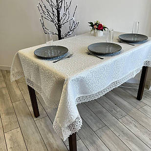Скатертина класична з елементами вензеля та мережива PAN DIN, (В розмірах)