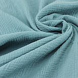 Лоскуток. Муслін жатий двошаровий, колір запорошений джинс No МЖ-4-18, 50*150 см, фото 5