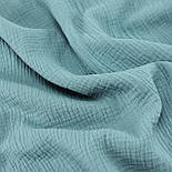 Лоскуток. Муслін жатий двошаровий, колір запорошений джинс No МЖ-4-18, 50*150 см, фото 3