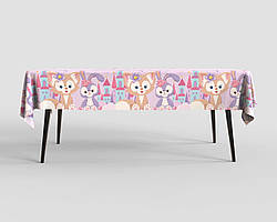 Святкова cкатертина "Лисичка і зайка" лілова 100х270 см. (1 шт.)