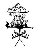 Флюгер Черепаха, Плоска земля на слонах, флюгер на дах з металу 2 мм.