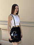 Жіноча чорна сумка 032 крос-боді репилія на ремінці, фото 3