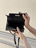 Жіноча чорна сумка 032 крос-боді репилія на ремінці, фото 7