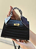 Жіноча чорна сумка 032 крос-боді репилія на ремінці, фото 2