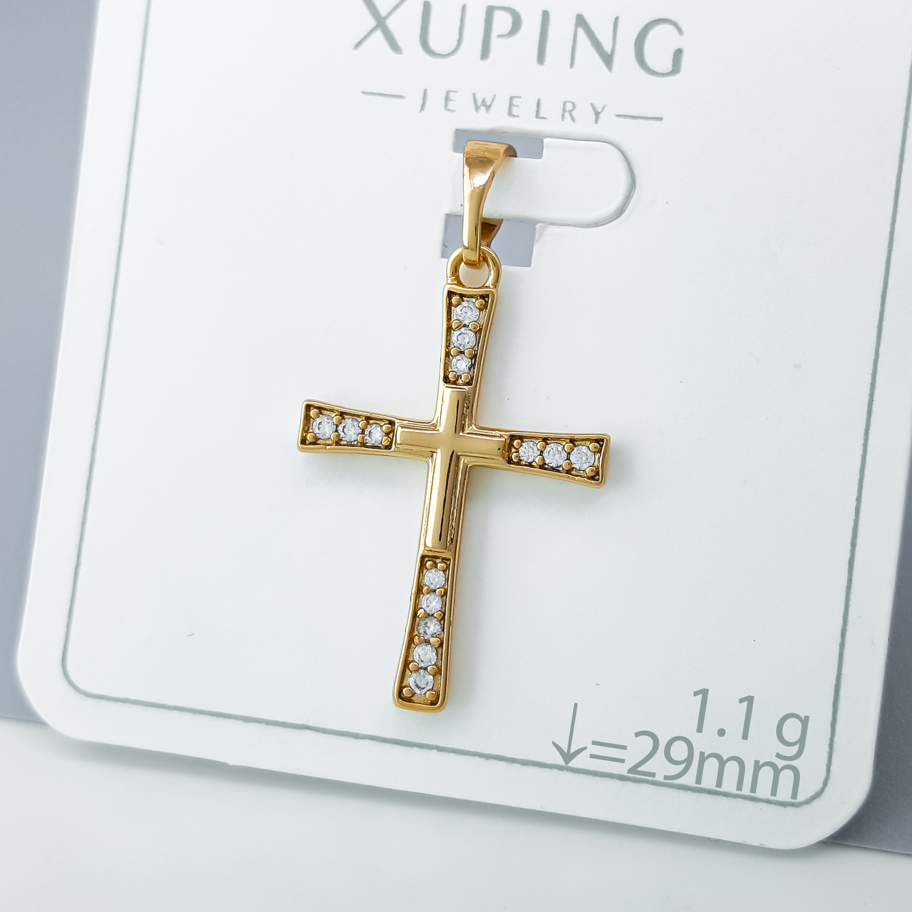 Хрест "Класика" інкрустація цирконієм, медичне золото Xuping 18К